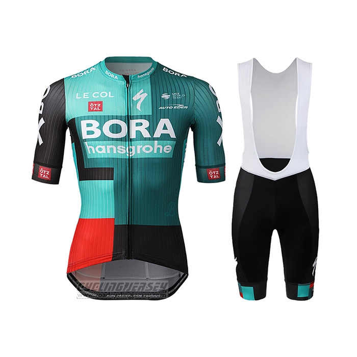 2022 Cycling Jersey Bora Hansgrone Green Red Short Sleeve and Bib Short